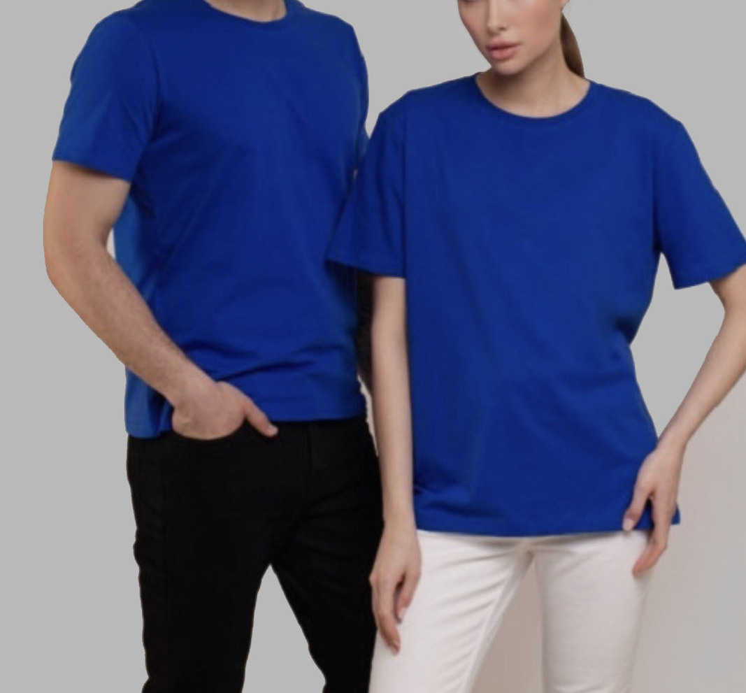 Скидка на мужскую футболку синюю из 100% хлопка плотностью 160 гр, размер: 2XL