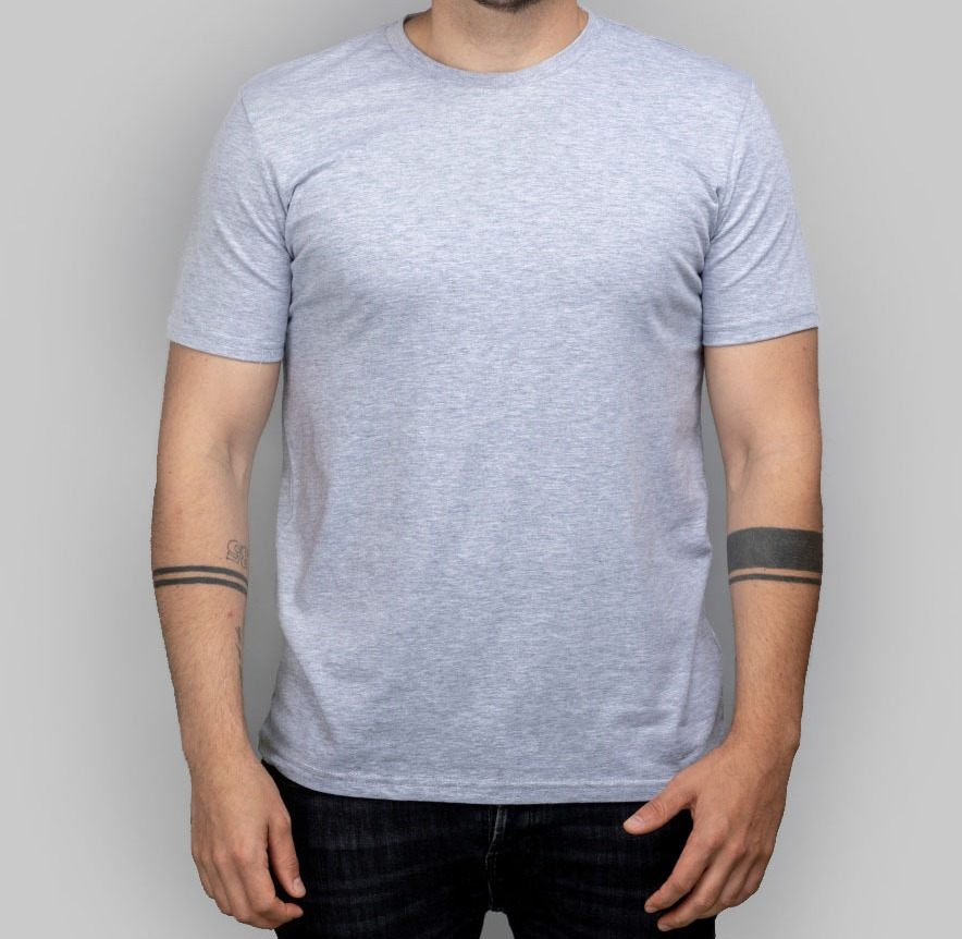Скидка на мужскую футболку серую (меланж)&nbsp;из 100% хлопка плотностью 160 гр, размер XL