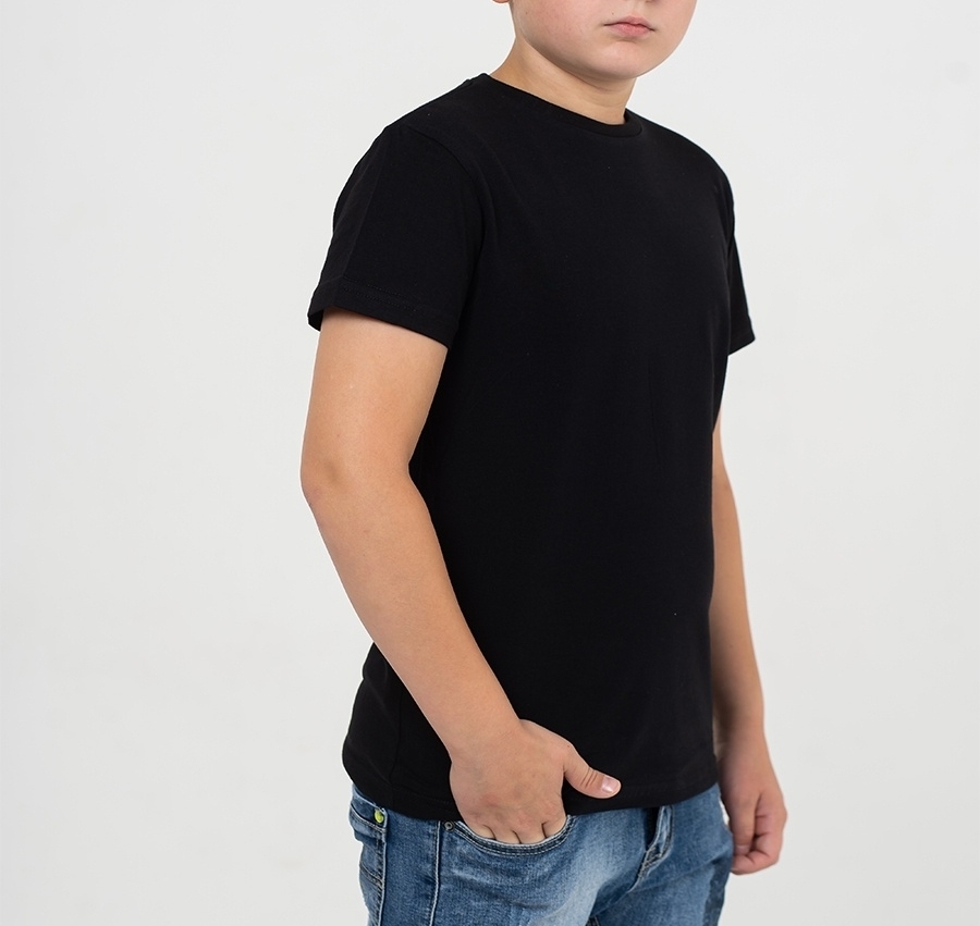 Скидка на черные детские футболки aksar и uzcotton&nbsp;из 100% хлопка плотностью 160 гр (только с примеркой в студии)